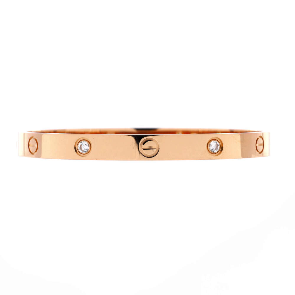 Cartier Love 4 Diamond Bracelet 18K Rose Gold with Diamonds